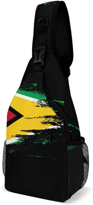 Haiti Flag Painted Sling Bag Crossbody Chest Bag Shoulder Bag For Travel Hiking Cycling Camping