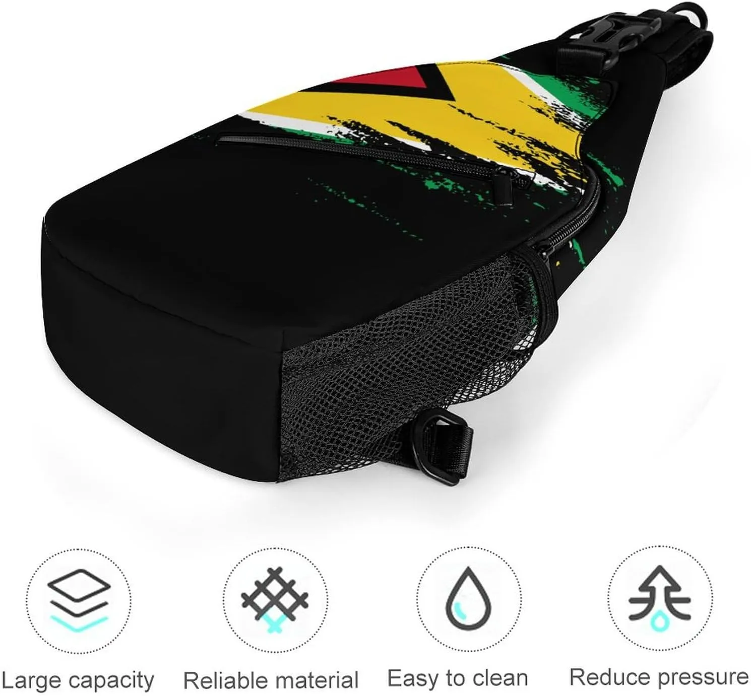 Haiti Flag Painted Sling Bag Crossbody Chest Bag Shoulder Bag For Travel Hiking Cycling Camping