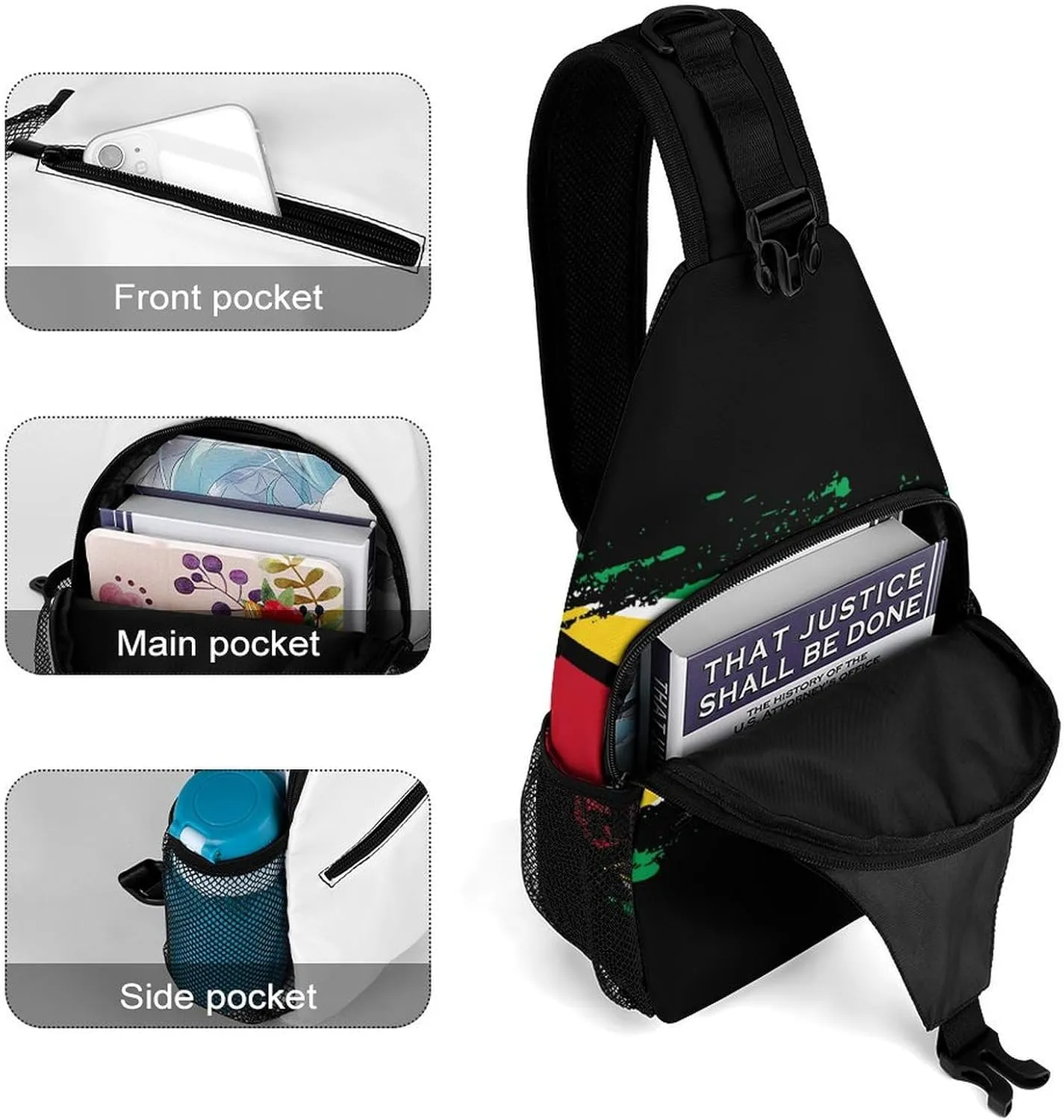 Haiti Flag Painted Sling Bag Crossbody Chest Bag Shoulder Bag For Travel Hiking Cycling Camping