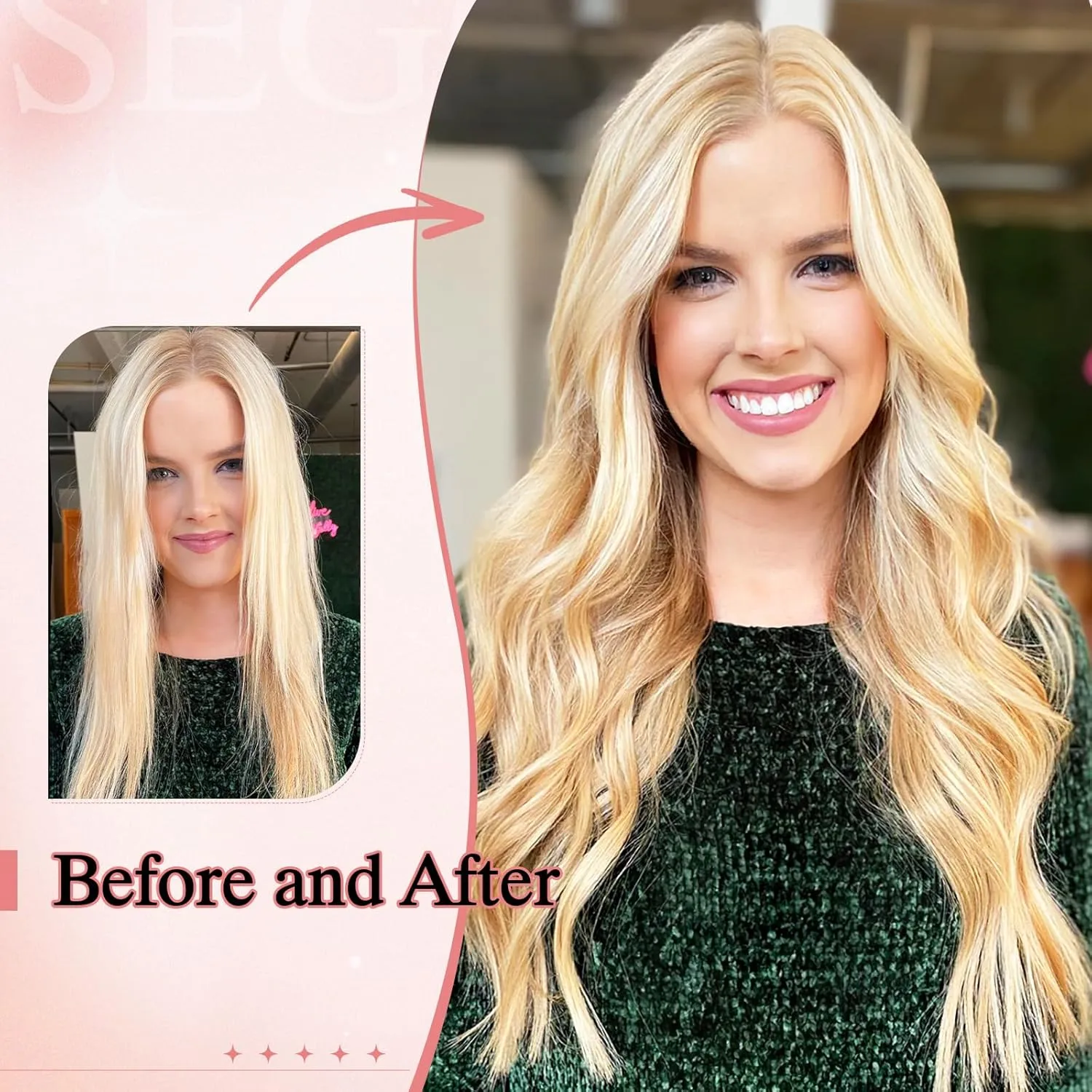 Halo Hair Extensions Real Human Hair One Piece Fish Line Secret Hairpiece With 2 Clips For Women Invisible Wire Extensions 16 Inch #18P613 Camel mixed Light Gold