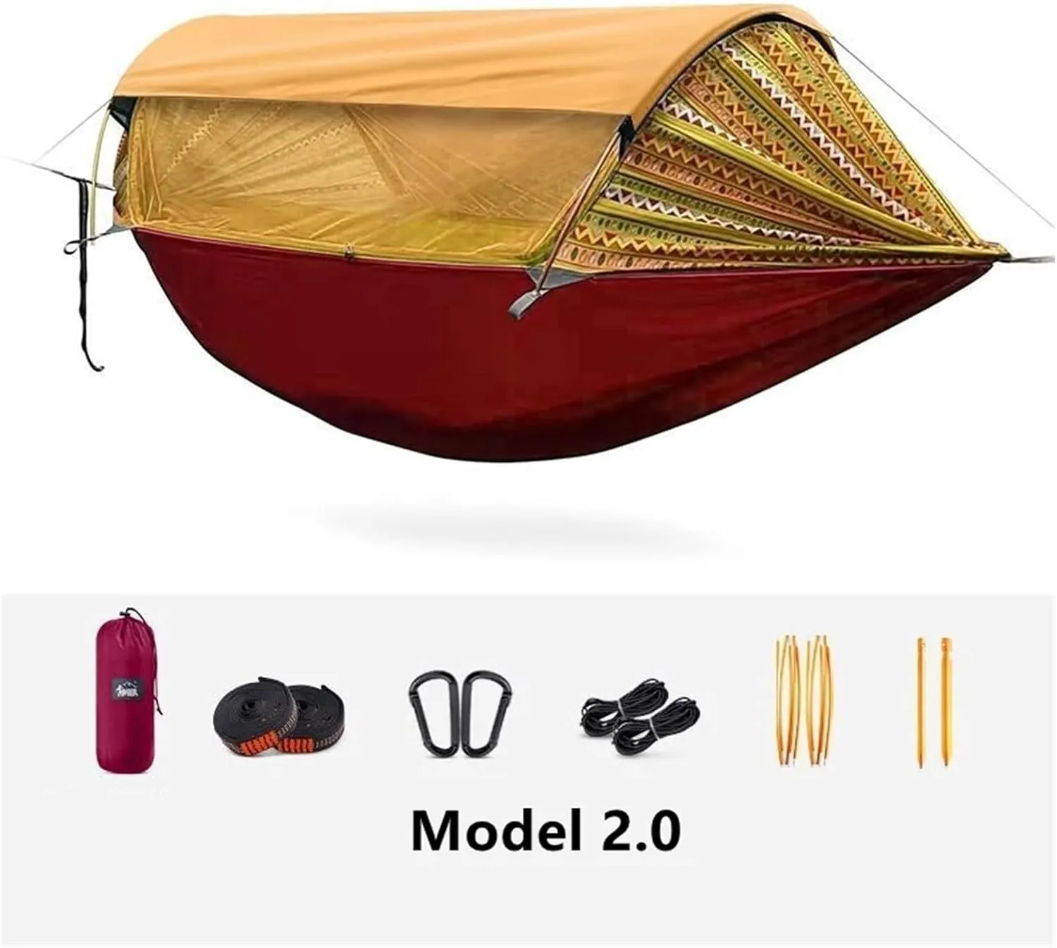 Hammock Bohemian Outdoor Camping Hammock 2.0 Version Mosquito Proof and Hammock with Sunshade Lightweight(Grey)