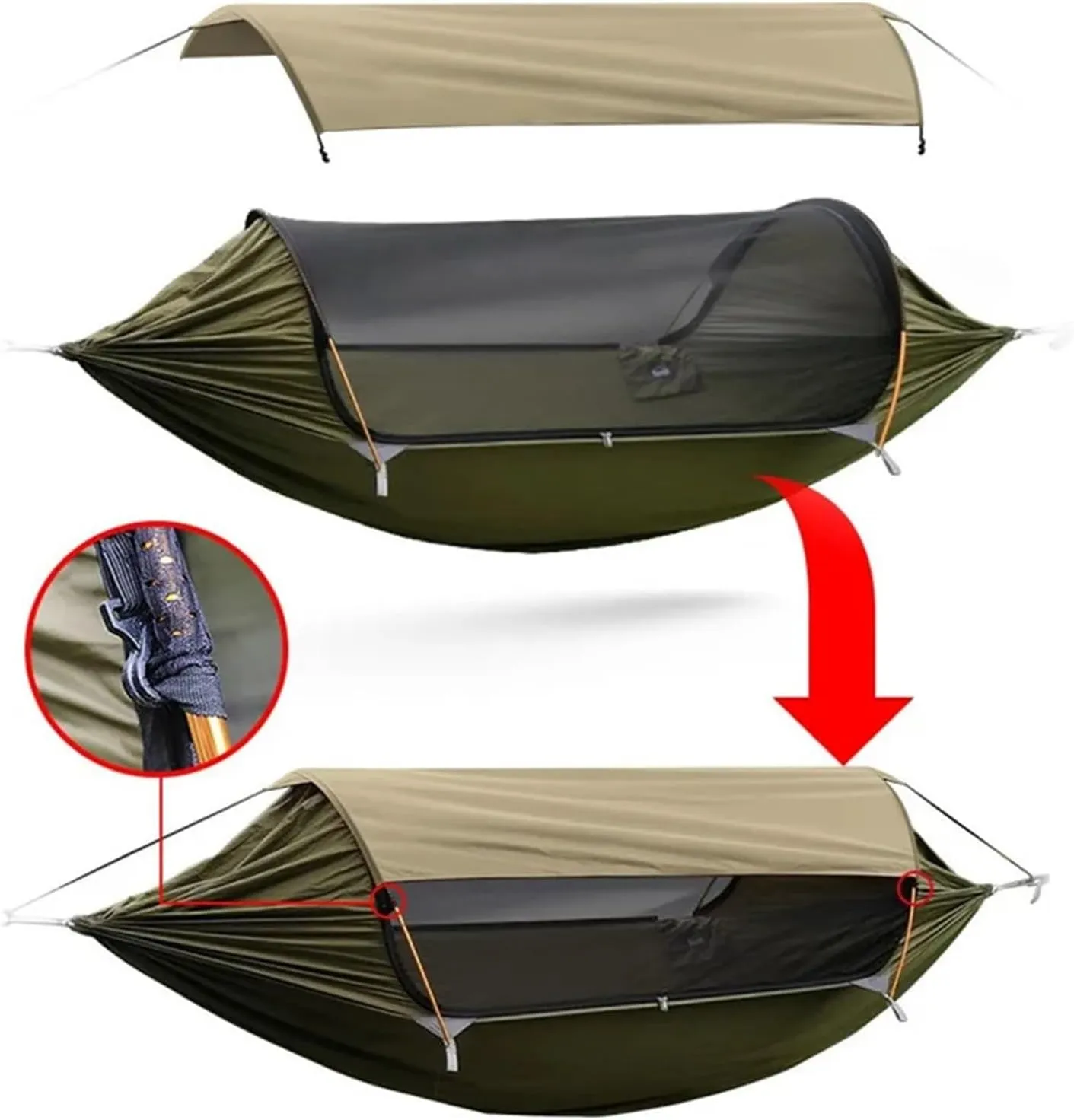 Hammock Bohemian Outdoor Camping Hammock 2.0 Version Mosquito Proof and Hammock with Sunshade Lightweight(Grey)