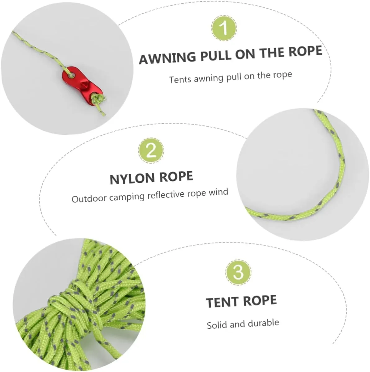 HANABASS 12 Pcs 4 Tent Canopy Pull Rope Reflective Wind Rope Tent Cord Tent Rope Guy Line Rope Camping Nylon