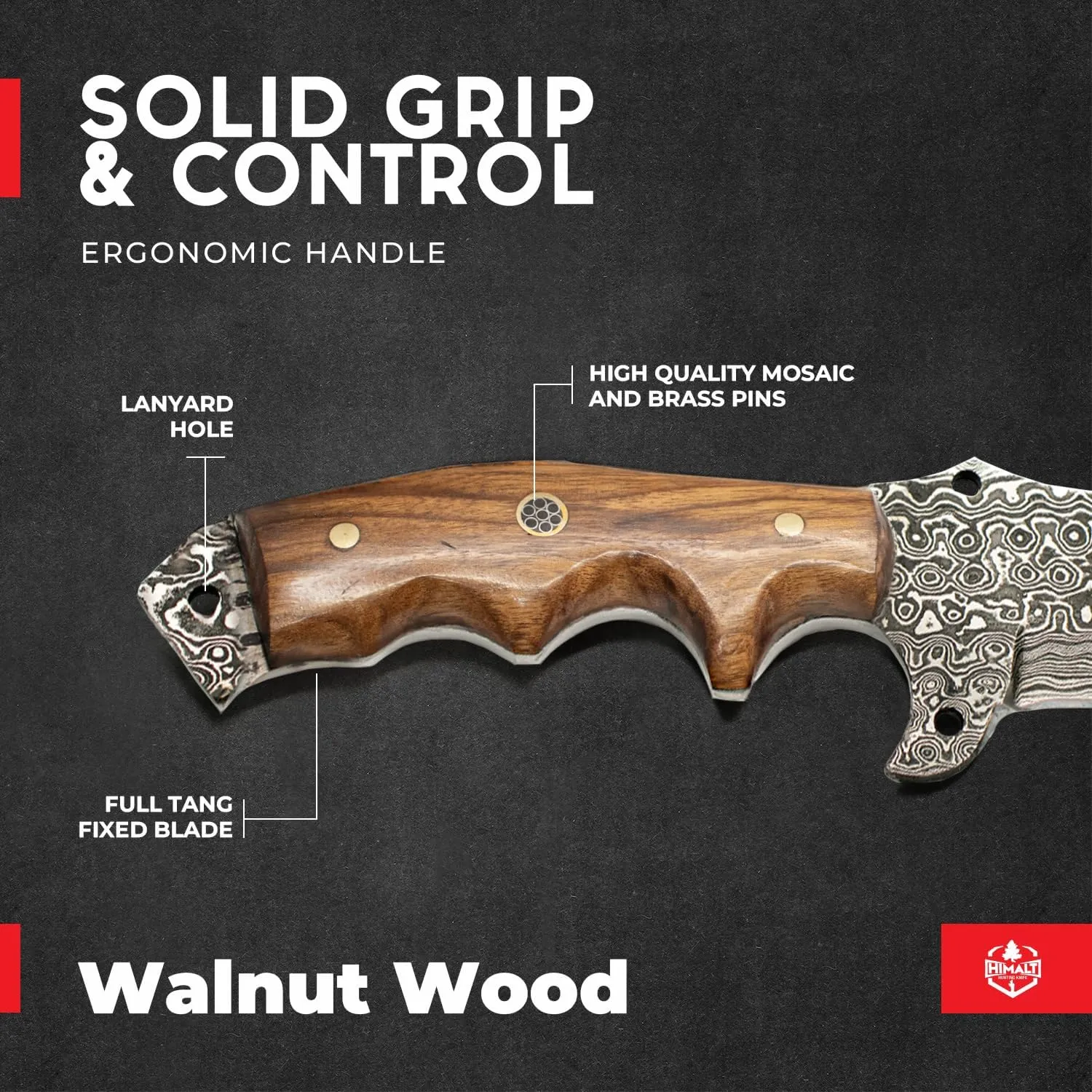 Handmade 10.5” Damascus knife- Fixed Blade Hunting Knife with Sheath-Walnut Wood Handle-Survival Knife-Camping knife-Bushcraft Knife-Ideal For EDC, Skinning,Outdoor-Best Hunting Knives For Men.