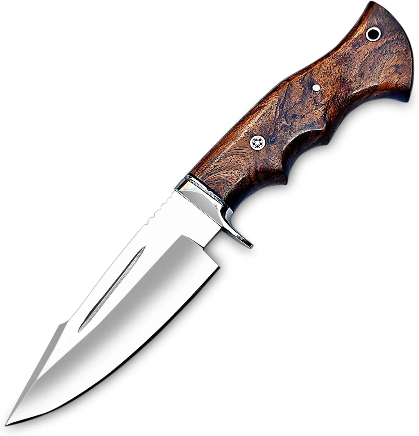 Handmade D2 Steel Hunting Knife with Leather Sheath – EDC Fixed Blade Bushcraft Tool with Wood Handle – 10” Skinning Blade for Hunting, Skinning, Camping, and Outdoor Use