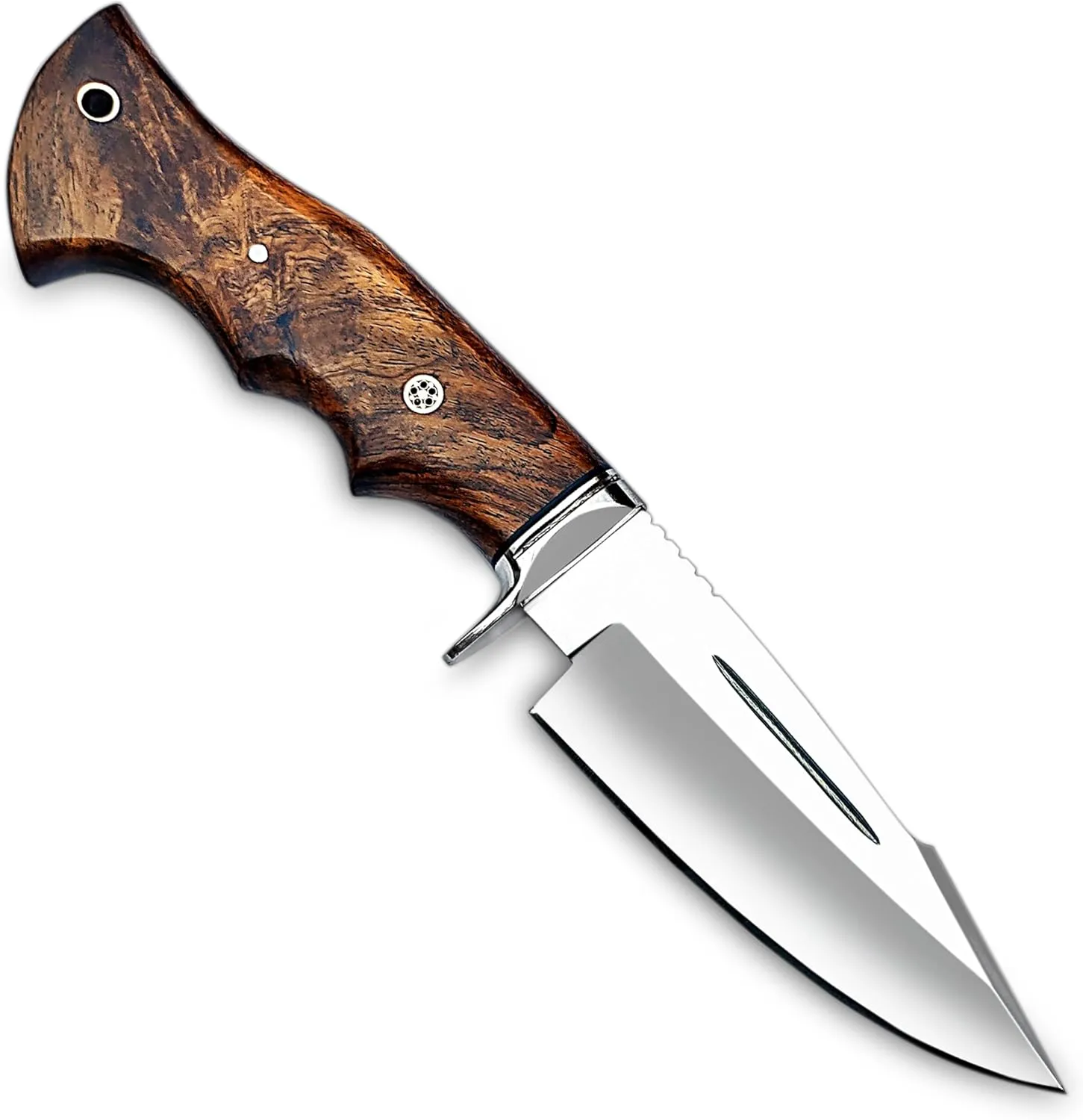 Handmade D2 Steel Hunting Knife with Leather Sheath – EDC Fixed Blade Bushcraft Tool with Wood Handle – 10” Skinning Blade for Hunting, Skinning, Camping, and Outdoor Use