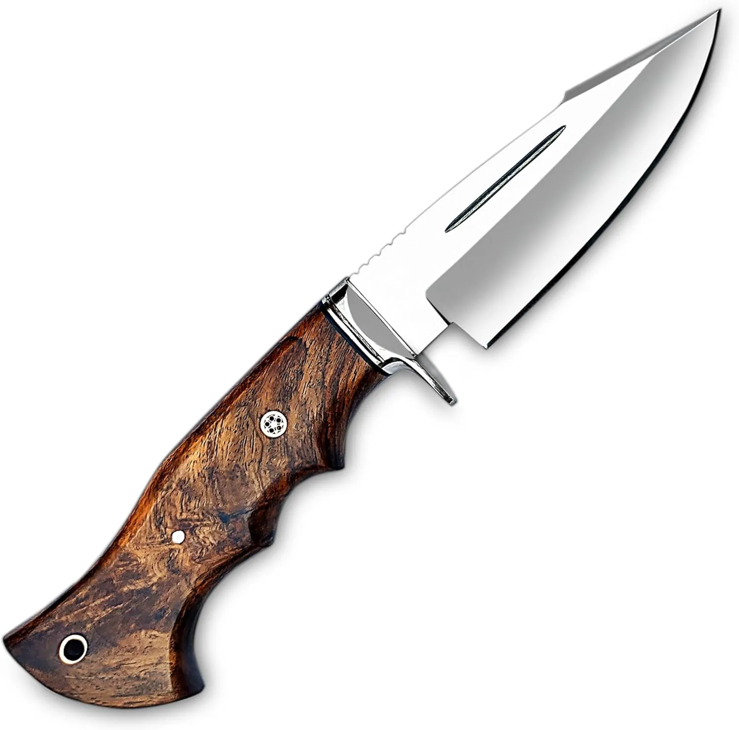 Handmade D2 Steel Hunting Knife with Leather Sheath – EDC Fixed Blade Bushcraft Tool with Wood Handle – 10” Skinning Blade for Hunting, Skinning, Camping, and Outdoor Use