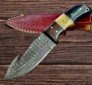 Handmade Damascus Steel 9 Inches Full Tang Skiner Knife - Solid Blank Blade