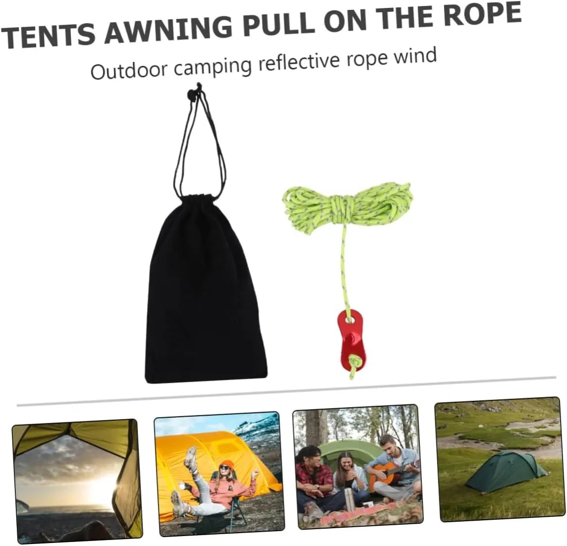 Happyyami 18 pcs 4 Reflective Rope Nylon Outdoor Tent Rope Drawstring Wind Rope Buckle Pull Cord Aluminum Alloy