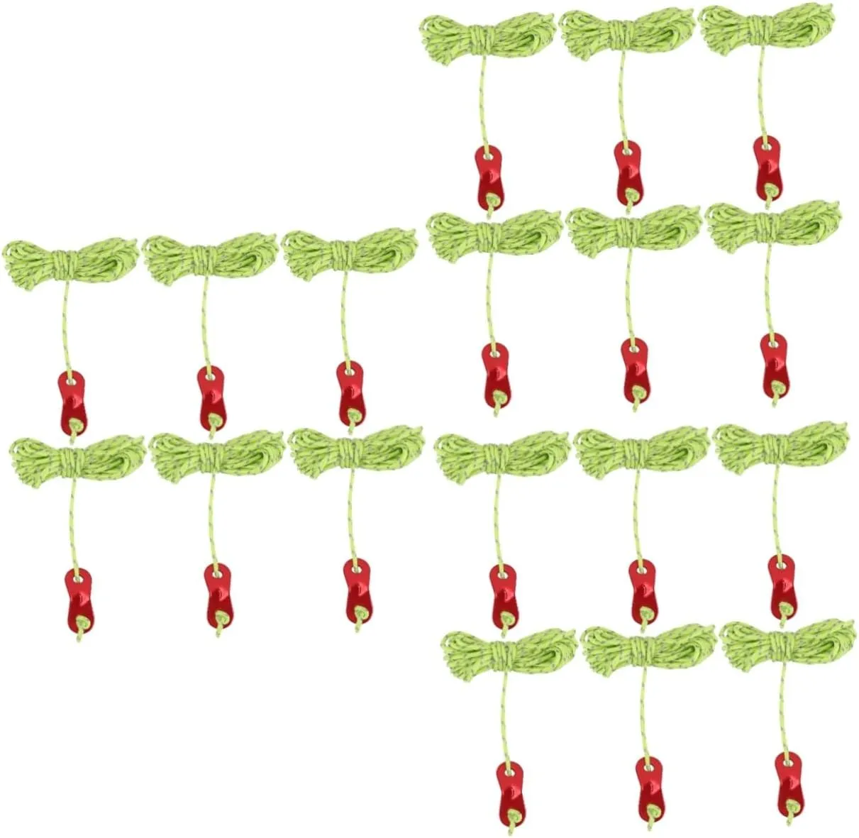 Happyyami 18 pcs 4 Reflective Rope Nylon Outdoor Tent Rope Drawstring Wind Rope Buckle Pull Cord Aluminum Alloy