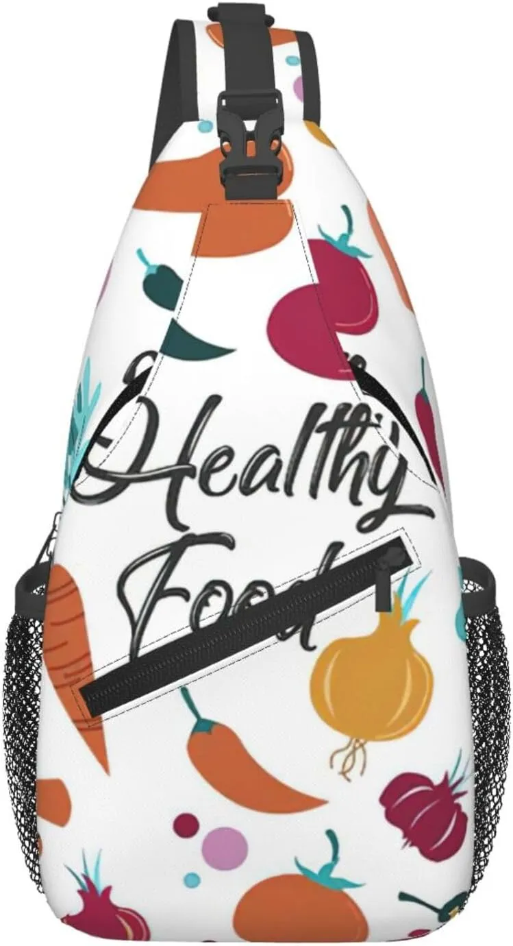 Healthy Food Print Cross Chest Bag Diagonally,Sling Bag,Shoulder Bag For Travel, Hiking, Work