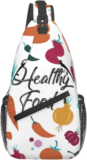 Healthy Food Print Cross Chest Bag Diagonally,Sling Bag,Shoulder Bag For Travel, Hiking, Work