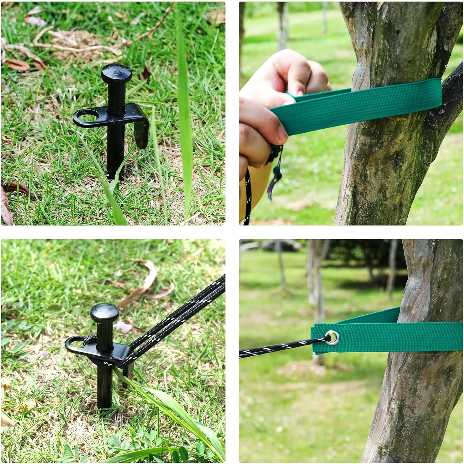 Heavy Duty Steel Tree Stake Kit with Tree Straps and 50ft Reflective Rope Tree Support Anchoring Kit - Tree Support for Leaning Trees