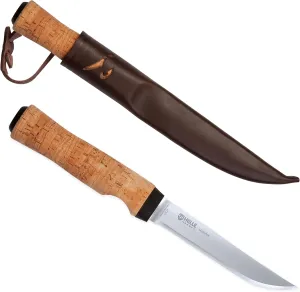 HELLE Knives - Hellefisk - Outdoor Multi Use Knife, Stainless Steel, Cork Handle, Fixed Blade With Sheath, Handcrafted Fishing Knife