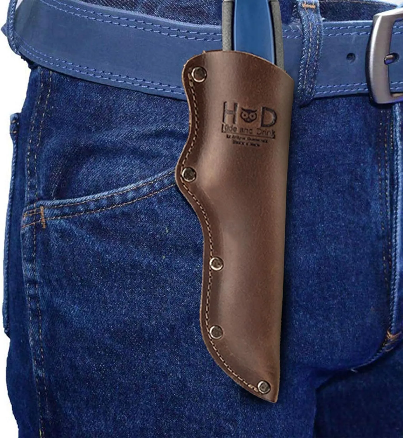Hide & Drink, Thick Sheath for Mora Knife with Belt Loop, Knife Sheath, Rustic Holster, Camping Accessory, Tactical Case, Full Grain Leather, Handmade, Bourbon Brown