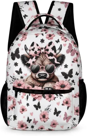 Highland Cow School Backpack for Kids Girls Boys, 16 Inch Cool Highland Cow Themed Bookbag, Personality School Backpack for Students Children, sustainable, Lightweight, Large Capacity