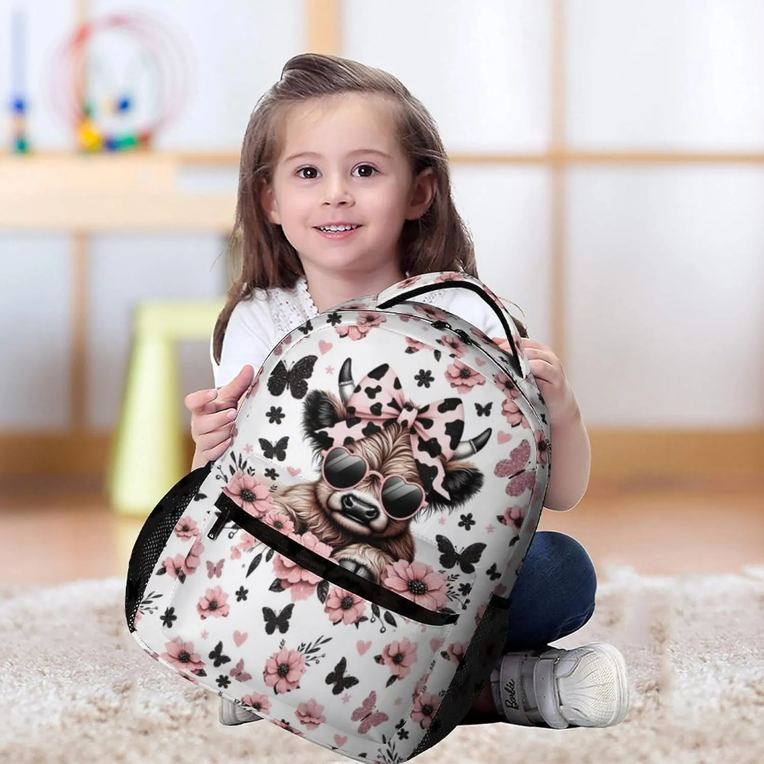 Highland Cow School Backpack for Kids Girls Boys, 16 Inch Cool Highland Cow Themed Bookbag, Personality School Backpack for Students Children, sustainable, Lightweight, Large Capacity