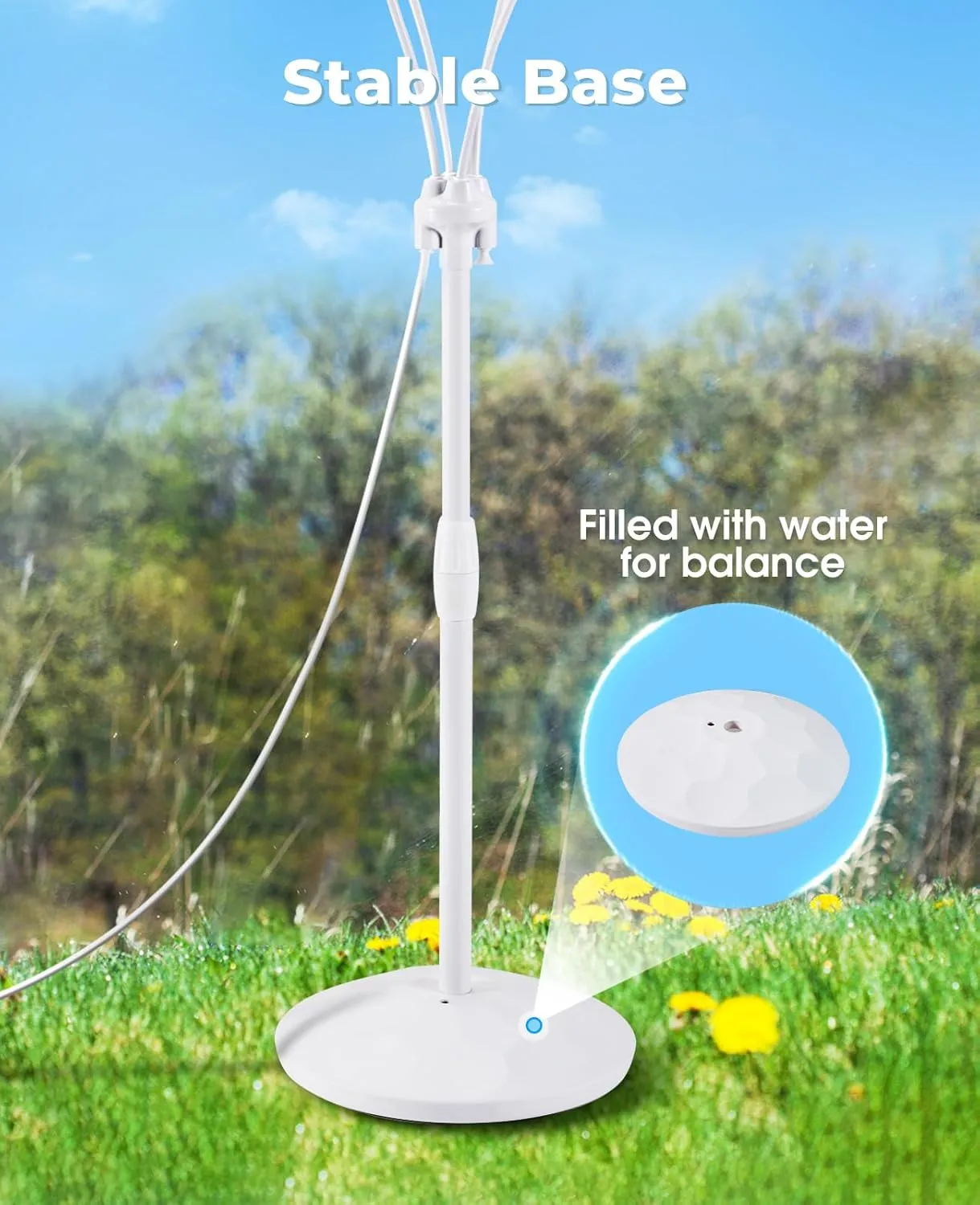 HIRALIY Portable Outdoor Misting Cooling System with a Fillable Base, Misters for Outside Patio with 26.2FT (8M) Water Supply Line, Mister for Patio, Pool, Backyard and Garden Watering