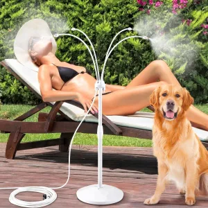 HIRALIY Portable Outdoor Misting Cooling System with a Fillable Base, Misters for Outside Patio with 26.2FT (8M) Water Supply Line, Mister for Patio, Pool, Backyard and Garden Watering