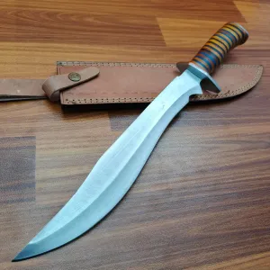 HK 333 Handmade Hunting D2 steel Tactical Knife Micarta Handle Fixed Blade Survival Knife Right Hand Scout Carry leather Sheath for Hunting and Camping.