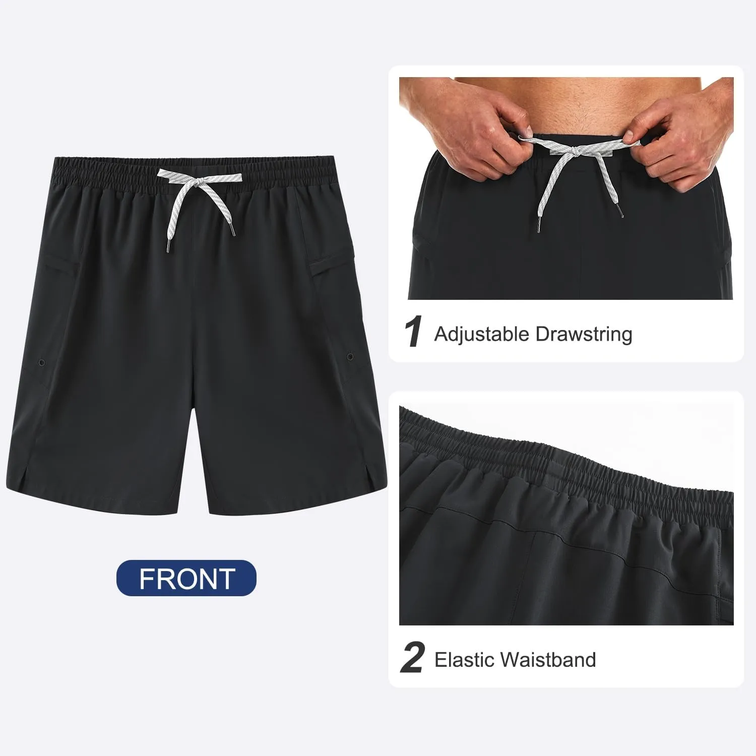 HODOSPORTS Mens Swim Trunks No Mesh Liner Mens Board Shorts 9 Inch Quick-Dry Bathing Suits with Zipper Pockets