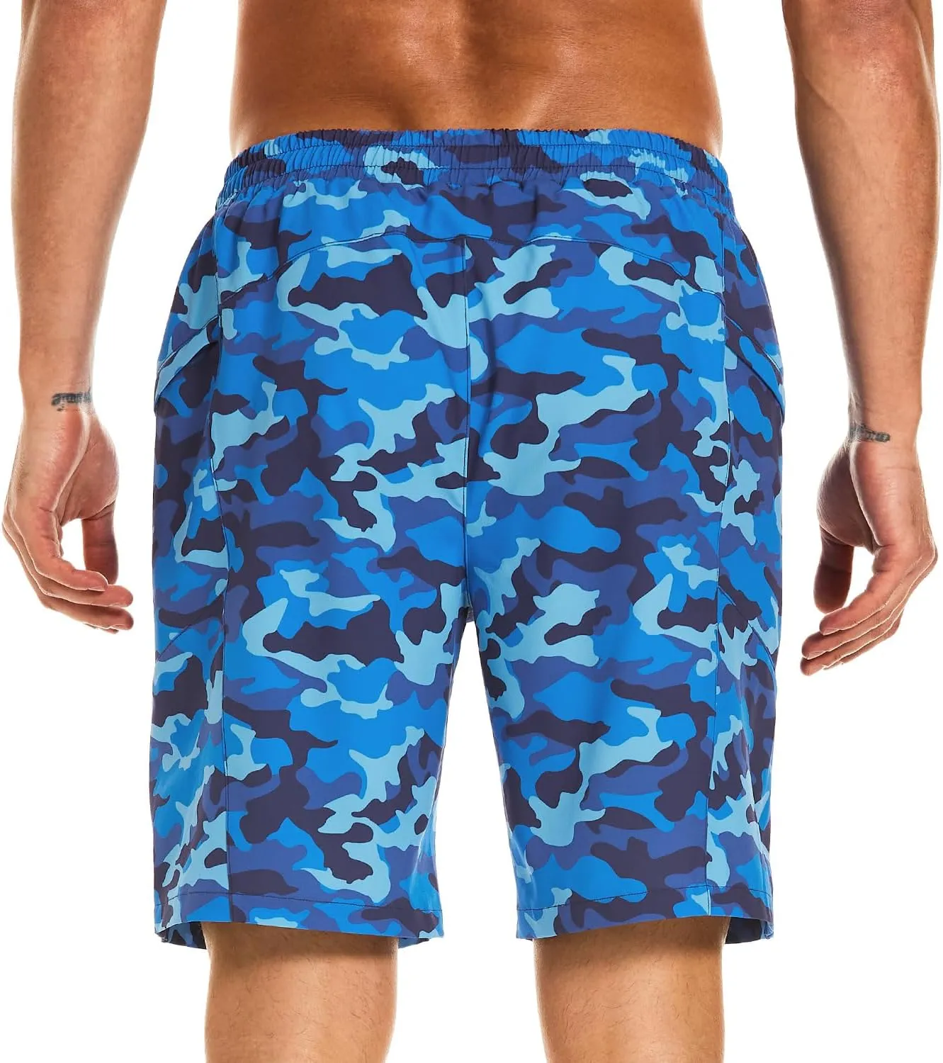 HODOSPORTS Mens Swim Trunks No Mesh Liner Mens Board Shorts 9 Inch Quick-Dry Bathing Suits with Zipper Pockets