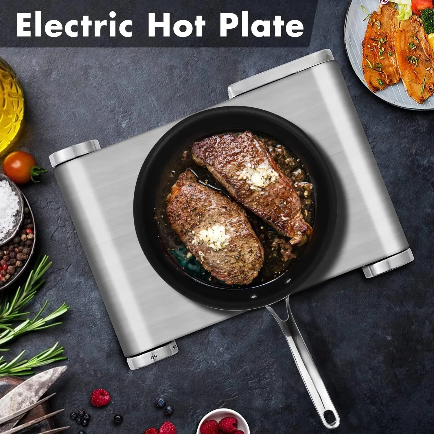 Hot Plate, CUSIMAX Electric Burner 1500W Hot Plate Cooking Single Burner Electric Stove with Heat-up in Seconds Adjustable Temperature Control Silver Stainless Steel Body, Your Kitchen Assistant