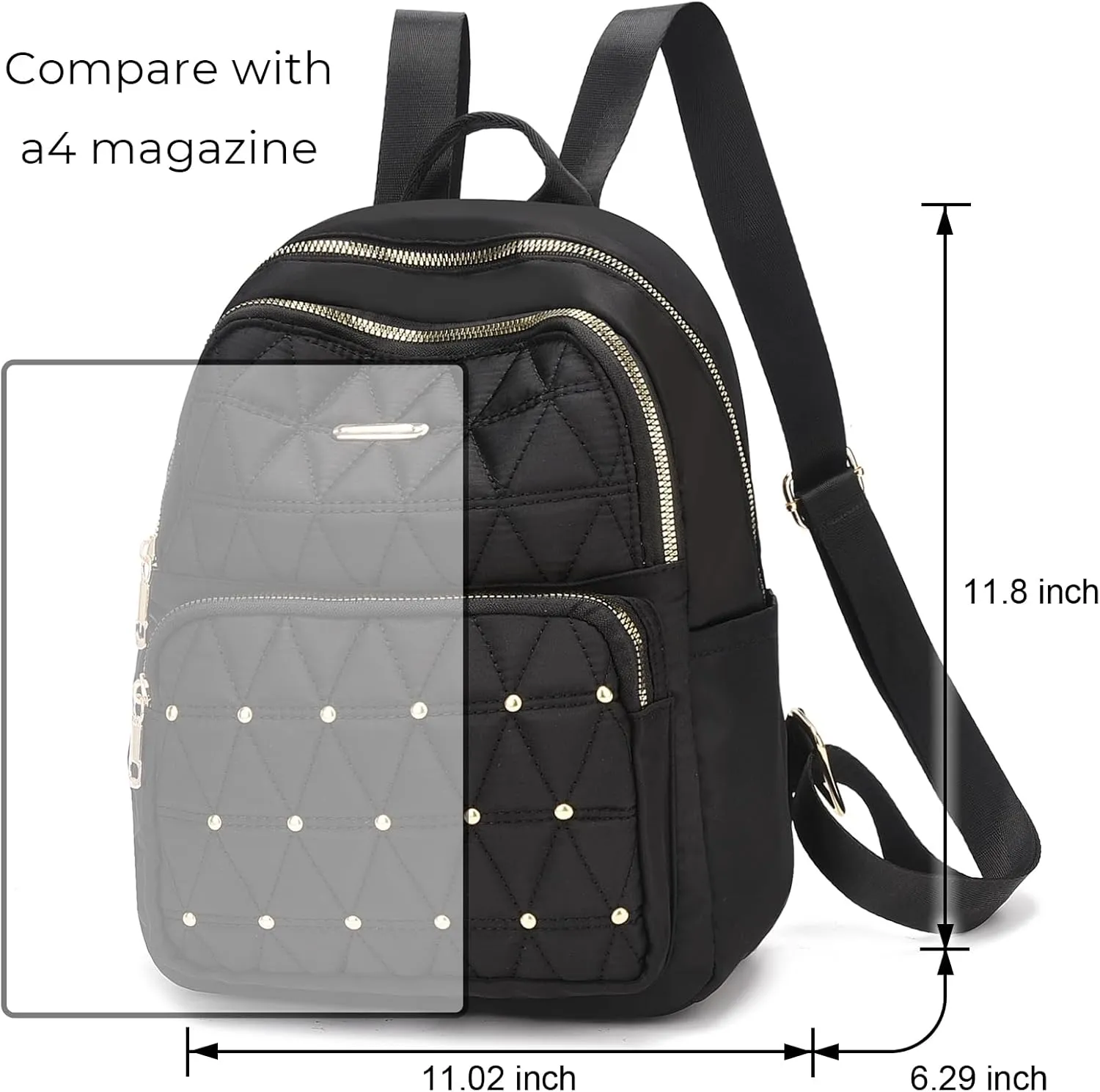 I IHAYNER Mini Backpack for Women Nylon Travel Purse Shoulder Bag for College Work Casual Lightweight Daypack With Rivets for Ladies Green