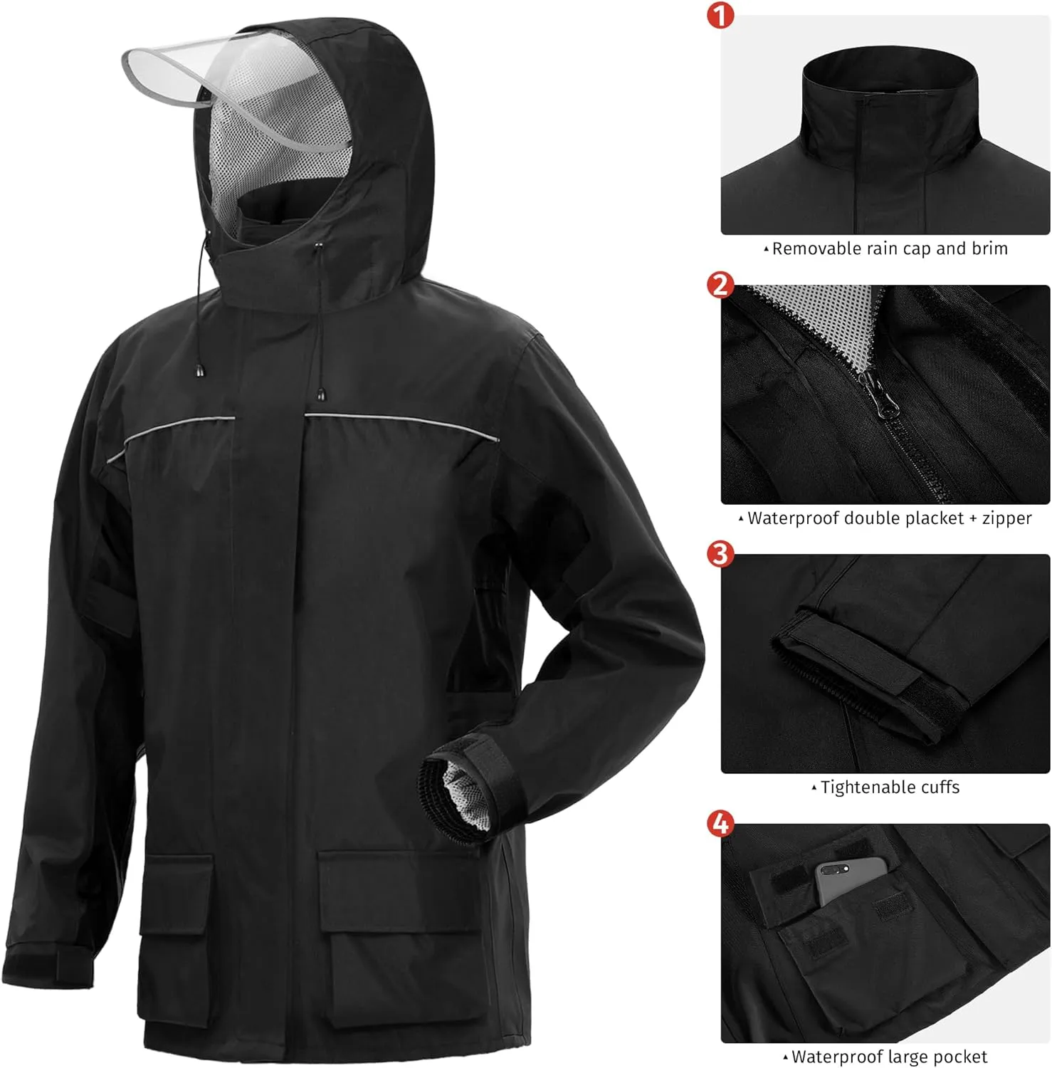 iCreek Motorcycle Rain Suit for Men and Women Waterproof Anti-storm Raincoat High Visibility Rain Gear