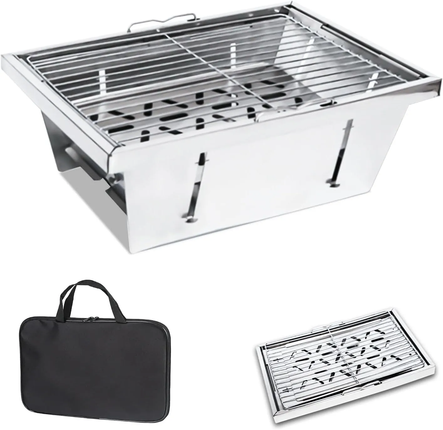 IGT Camping Grill, Portable Charcoal Grill, Outdoor Camping Stove with Carrying Bag, Folding BBQ Grill