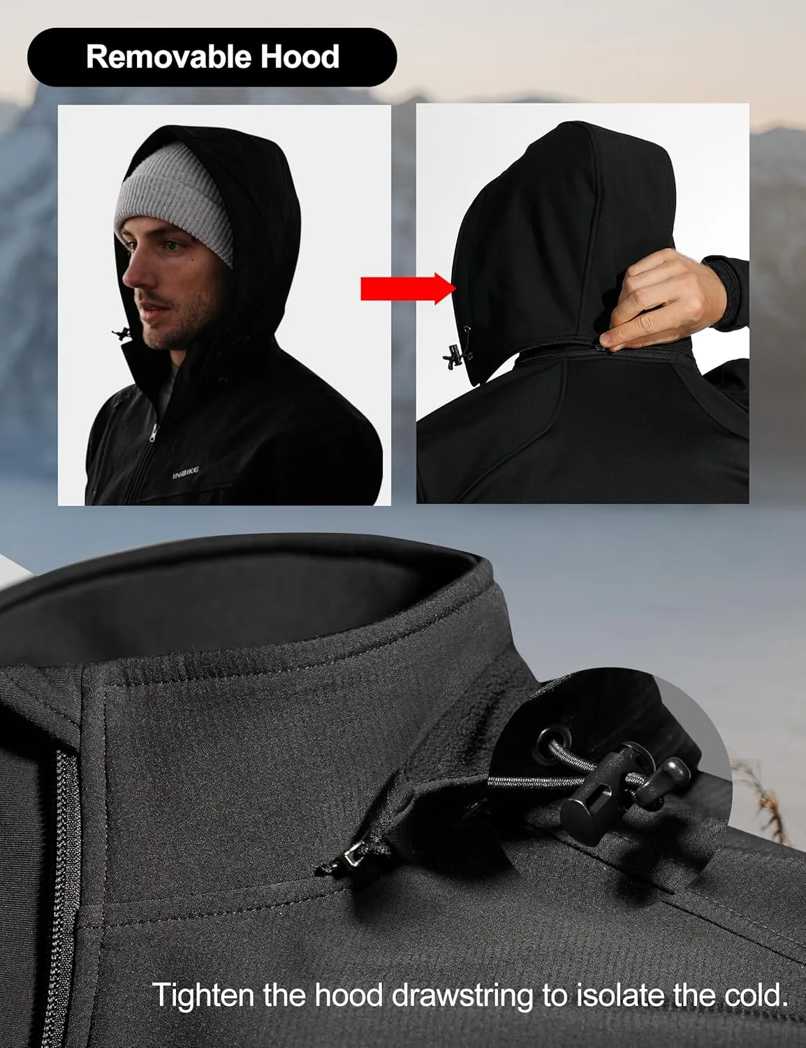 INBIKE winter softshell jackets for men, windproof and warm, ideal for cycling running hiking and other outdoor activities