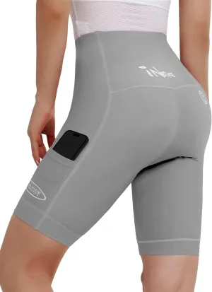 INBIKE Women's Bike Shorts with Pockets 4D High Density Sponge Padded Cycling Shorts Women Reflective Breathable