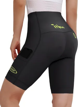 INBIKE Women's Bike Shorts with Pockets 4D High Density Sponge Padded Cycling Shorts Women Reflective Breathable