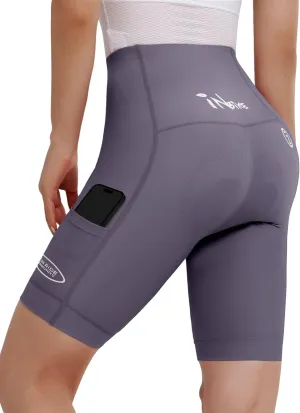 INBIKE Women's Bike Shorts with Pockets 4D High Density Sponge Padded Cycling Shorts Women Reflective Breathable