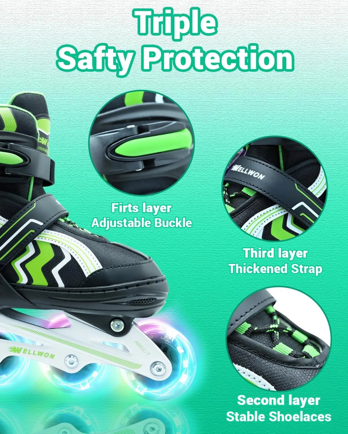 Inline Skates for Boys Girls, Adjustable Kids Roller Skates for Beginner