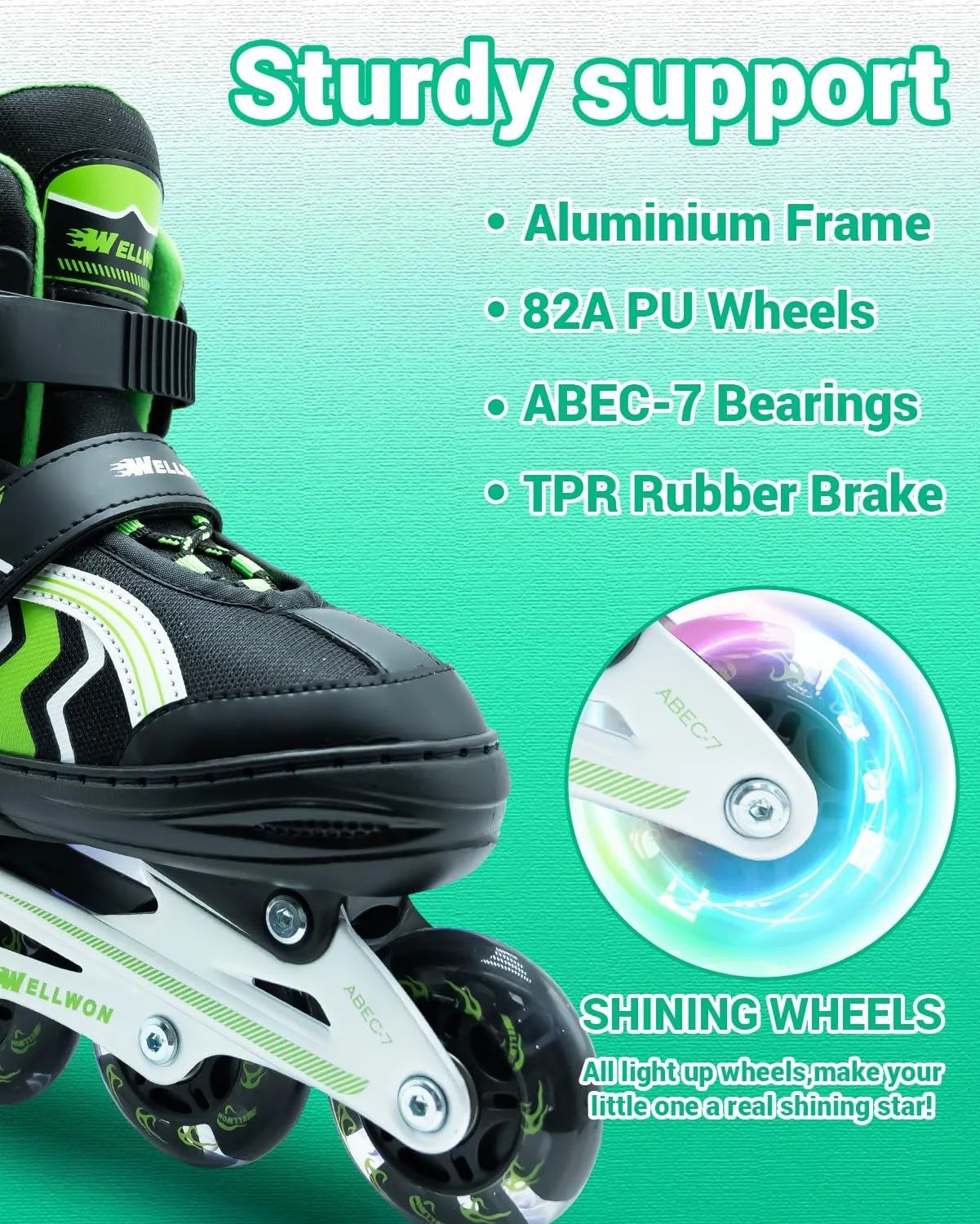 Inline Skates for Boys Girls, Adjustable Kids Roller Skates for Beginner