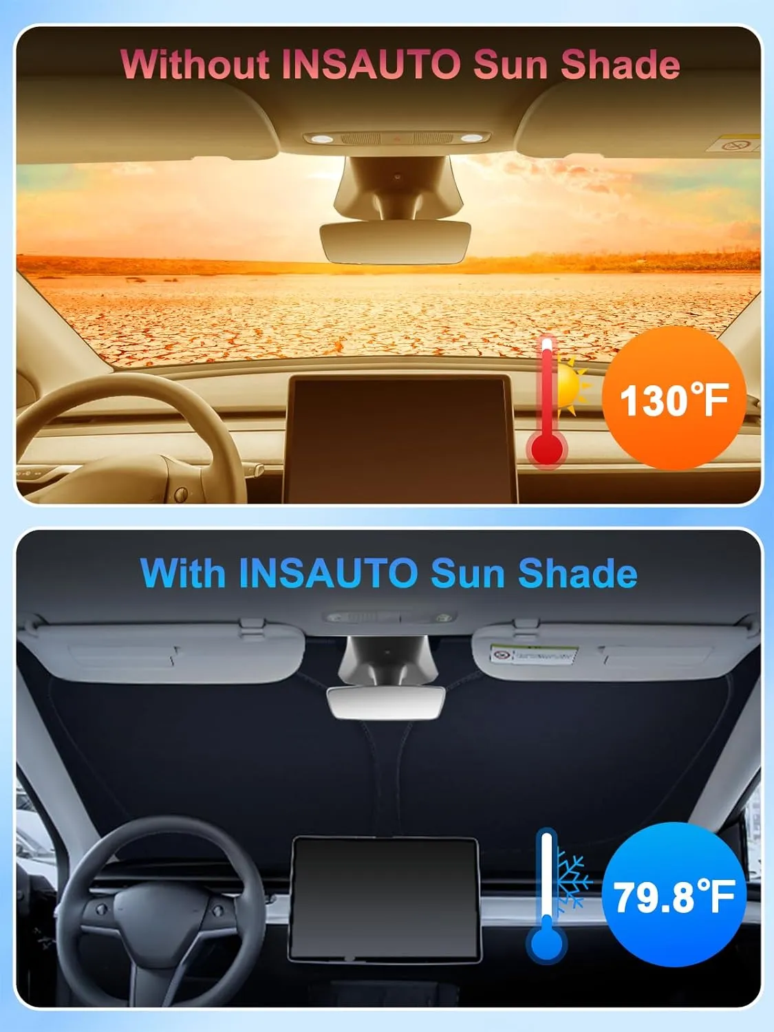 INSAUTO Windshield Sun Shade for 2019-2024 2025 Subaru Forester Accessories, [Upgraded 7-Layer Protection], Foldable Front Windshield Sunshade, Block Out UV Rays & Heat, Keep Car Cool