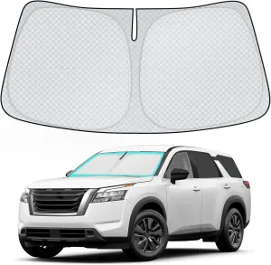 INSAUTO Windshield Sun Shade for 2022 2023 2024 2025 Nissan Pathfinder Accessories, [Upgraded 7-Layer Protection], Foldable Front Windshield Sunshade, Block Out UV Rays & Heat, Keep Car Cool
