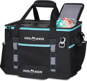 INSMEER Soft Cooler Bag with Hard Shell & 2 Cup Holders, Portable 40L/70 Cans Collapsible Cooler Bags Insulated with Leakproof for Travel, ice chests and Cooler Lunch Box for Beach Camping Picnic