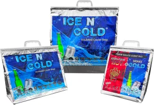 Insulated Cooler Bags 3pc Set – Foldable, Reusable, Keep Ice Frozen 6hrs, Drinks Cold 18hrs – Portable Beer & Ice Coolers, Travel Cooler for The Car, Camping, Beach, Groceries | ICE N COLD