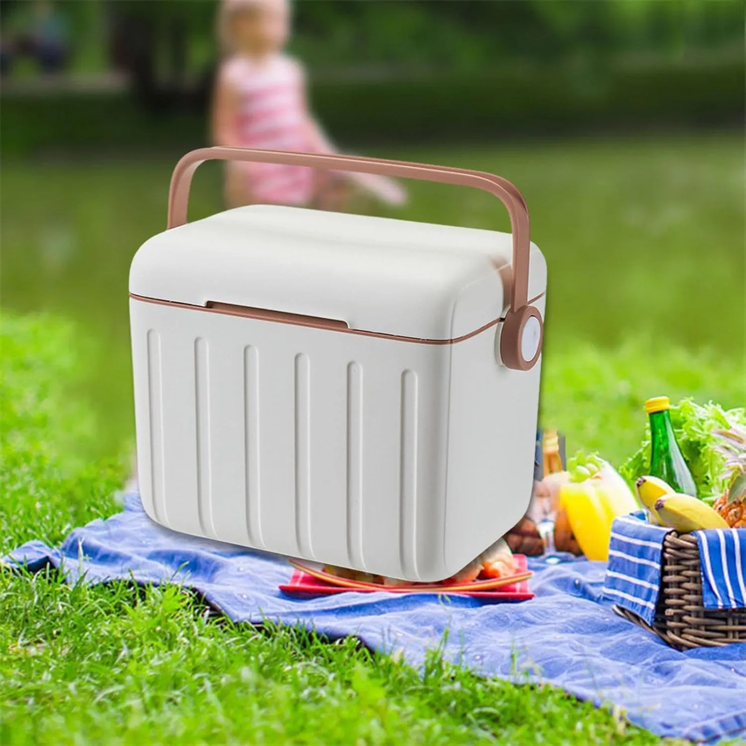 Insulated Cooler Box Ice Box with Handle Personal Ice Retention Cooler Container for Travel Fishing Barbecue Commercial Party