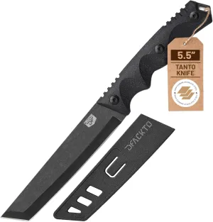Interceptor Tanto 5.5 Inch Utility Knife – High Carbon Stainless Steel Full Tang Blade for Kitchen, Cooking, Camping & Outdoor Use – Slim Tactical Design w/ G10 Handle – Black