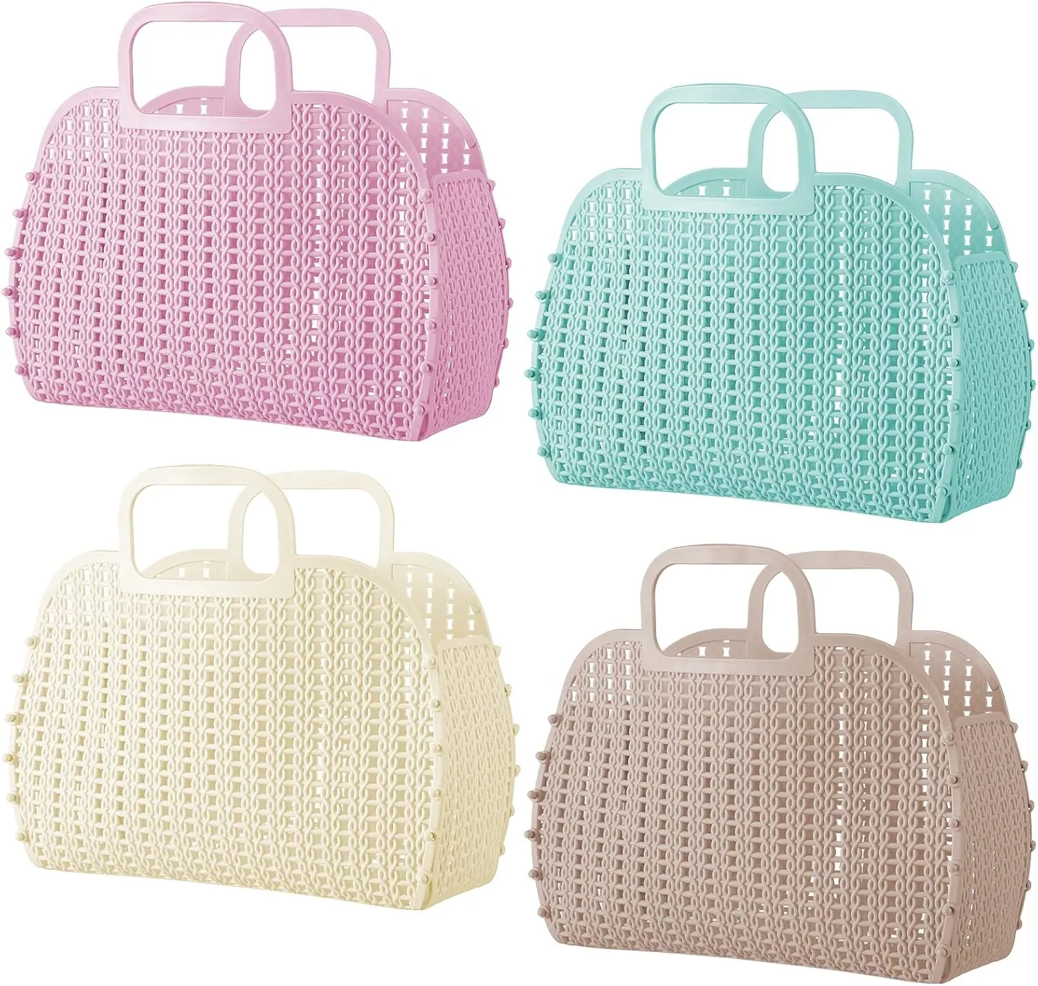 Irenare 4 Pcs Jelly Bags for Women Summer Beach Tote Basket Plastic Jelly Purse Bag Gift Handbags for Bachelorette Bridal Wedding Baby Shower Party