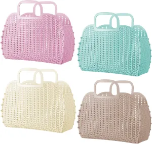 Irenare 4 Pcs Jelly Bags for Women Summer Beach Tote Basket Plastic Jelly Purse Bag Gift Handbags for Bachelorette Bridal Wedding Baby Shower Party