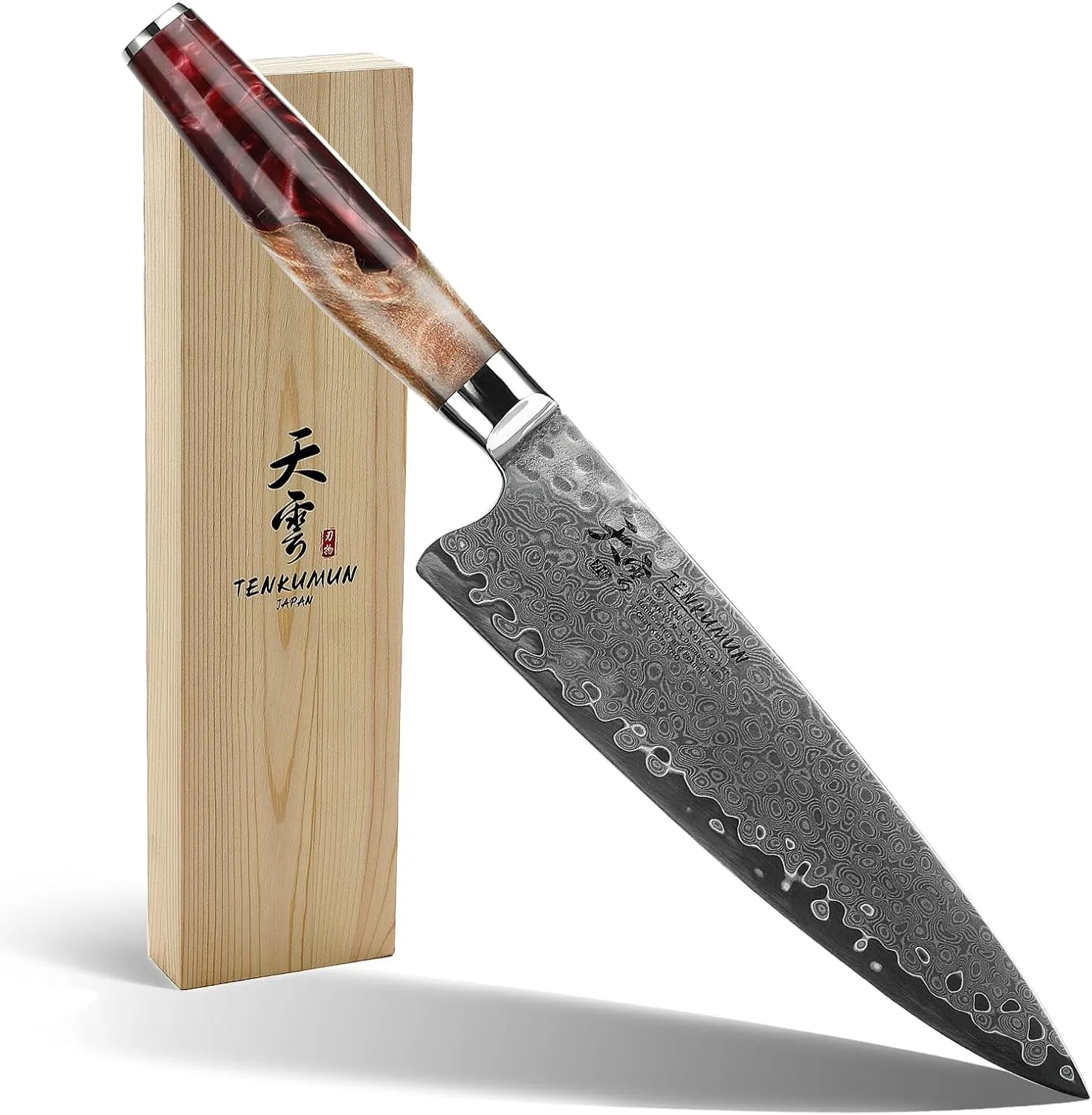 Japanese Gyutou Pro. Handcrafted 8 inch Chef Knife Handmade Forged Knife Japan VG-10 MAX Damascus Steel -Kokoro ser. with Wood Handle