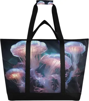 Jellyfish Reusable Insulated Cooler Bag with Ice Pack Compartment - Large 47L Waterproof Thermal Grocery Tote for Picnic Beach Camping Lunch Storage