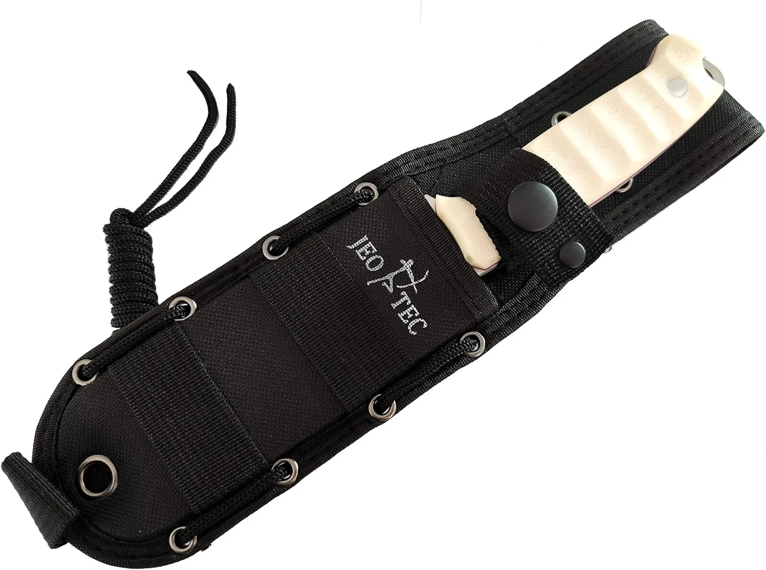 JEO-TEC Nº3 Bushcraft Survival Knife | Full Tang Fixed Blade Outdoor Edc Camping Gear Utility Hunting Knives | Kydex Cordura Sheath | Steel Fire Starter Scraper | Gift For Him