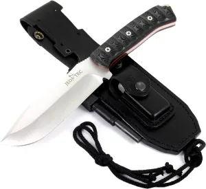JEO-TEC Nº45 Fixed Blade Bushcraft Knife for Survival Camping Hunting Fishing, Full Tang Knife 11" Overall, Sheath   Firesteel   Sharpener Stone, Handmade
