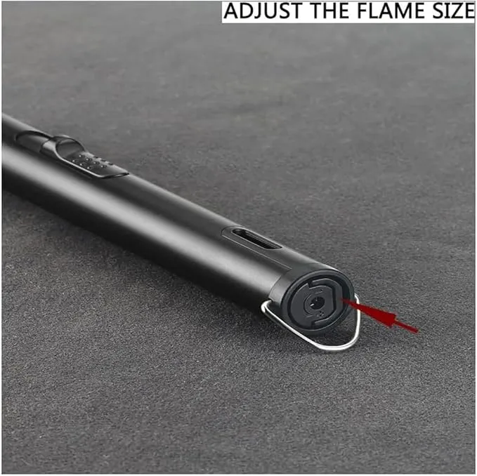 Jet Torch Lighter, Refillable Butane Lighter with Visible Window, Windproof Candle Lighter for BBQ, Camping, Stove, Kitchen Cooker, Hobs, Men Gifts (Gas Not Included) (Black)