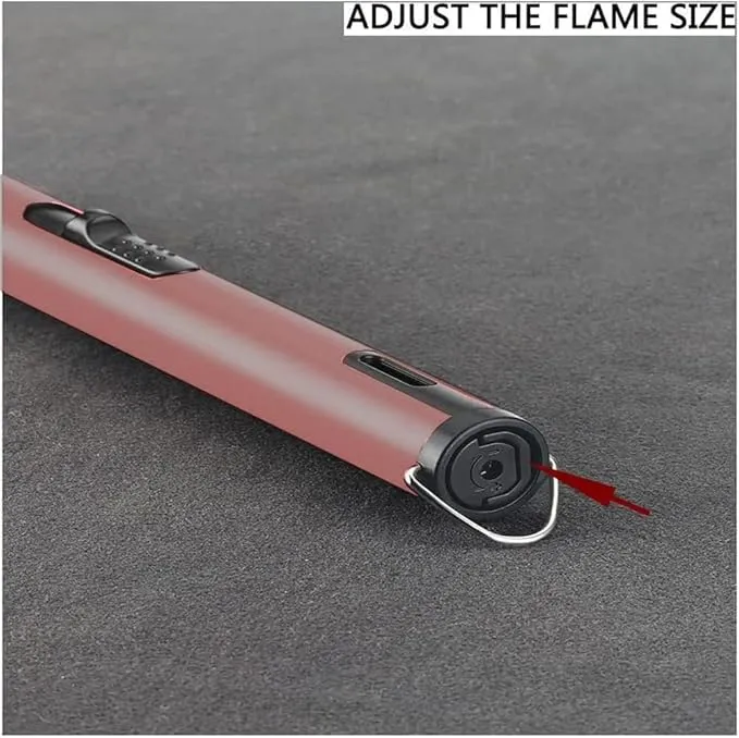 Jet Torch Lighter, Refillable Butane Lighter with Visible Window, Windproof Candle Lighter for BBQ, Camping, Stove, Kitchen Cooker, Hobs, Men Gifts (Gas Not Included) (Pink)